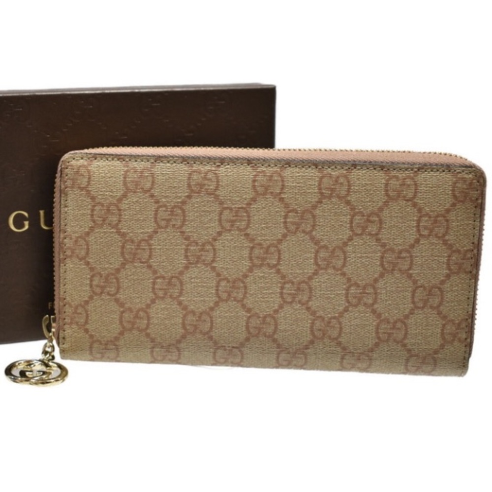GUCCI Monogram Twins Large Zip Around Wallet Metallic Bronze - Picture 1 of 16